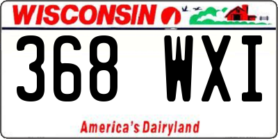 WI license plate 368WXI