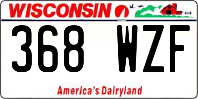 WI license plate 368WZF
