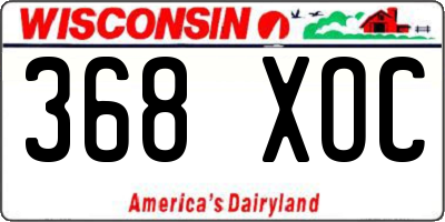 WI license plate 368XOC
