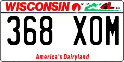 WI license plate 368XOM