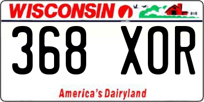 WI license plate 368XOR
