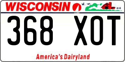 WI license plate 368XOT