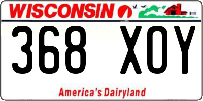 WI license plate 368XOY