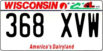 WI license plate 368XVW