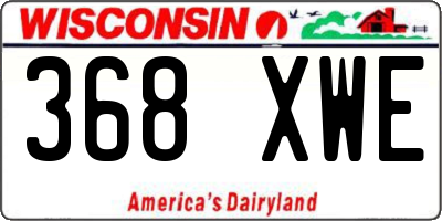 WI license plate 368XWE