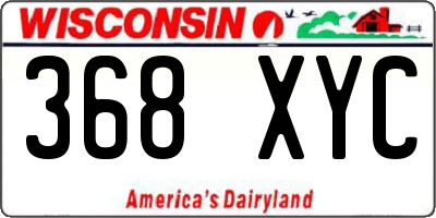 WI license plate 368XYC