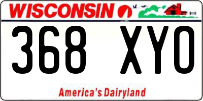 WI license plate 368XYO
