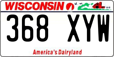 WI license plate 368XYW