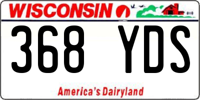 WI license plate 368YDS