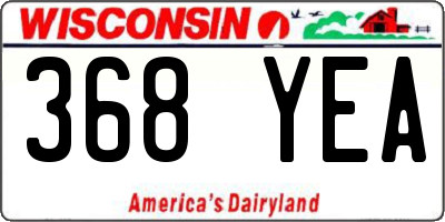 WI license plate 368YEA