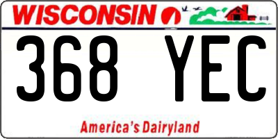 WI license plate 368YEC
