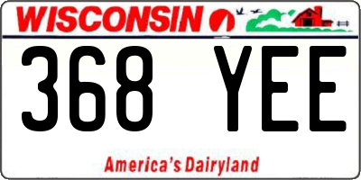 WI license plate 368YEE