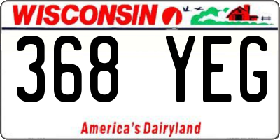 WI license plate 368YEG