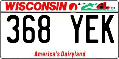 WI license plate 368YEK