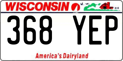 WI license plate 368YEP