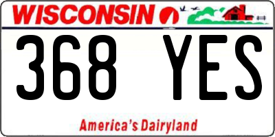WI license plate 368YES