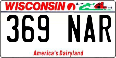 WI license plate 369NAR