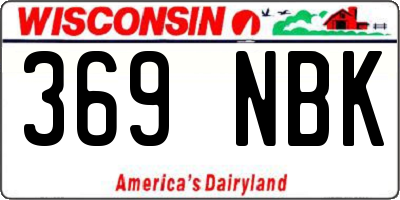 WI license plate 369NBK