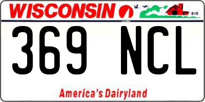 WI license plate 369NCL