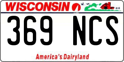 WI license plate 369NCS