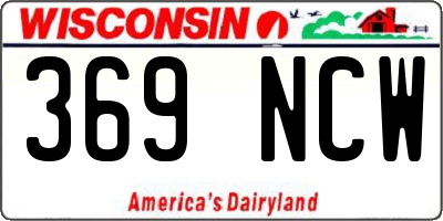 WI license plate 369NCW