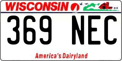 WI license plate 369NEC