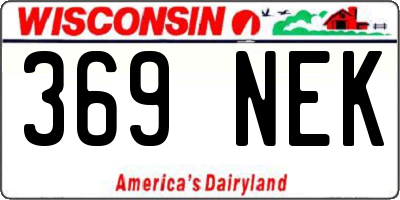 WI license plate 369NEK