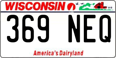 WI license plate 369NEQ