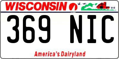 WI license plate 369NIC