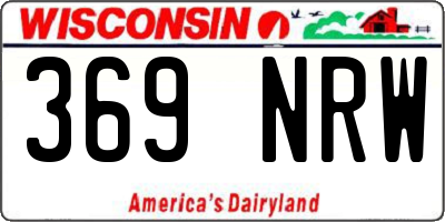 WI license plate 369NRW