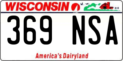 WI license plate 369NSA