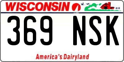 WI license plate 369NSK