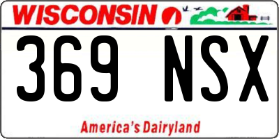 WI license plate 369NSX