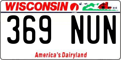 WI license plate 369NUN