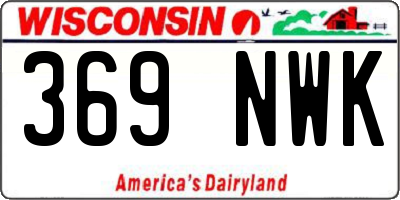 WI license plate 369NWK