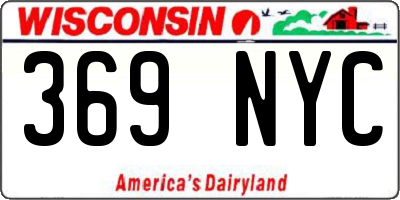 WI license plate 369NYC