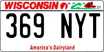 WI license plate 369NYT