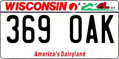 WI license plate 369OAK