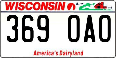 WI license plate 369OAO