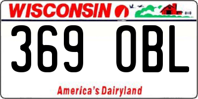 WI license plate 369OBL