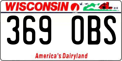 WI license plate 369OBS