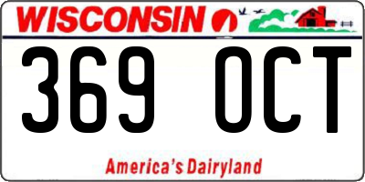 WI license plate 369OCT