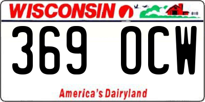 WI license plate 369OCW