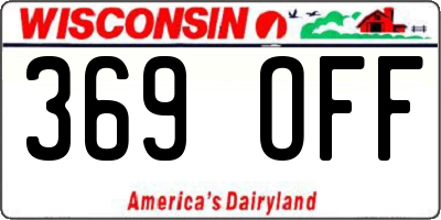 WI license plate 369OFF