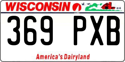 WI license plate 369PXB