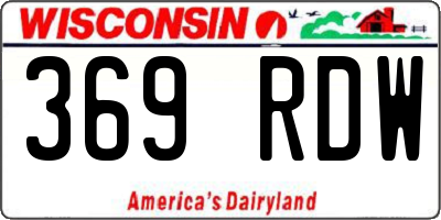 WI license plate 369RDW