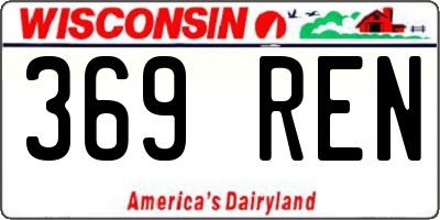 WI license plate 369REN
