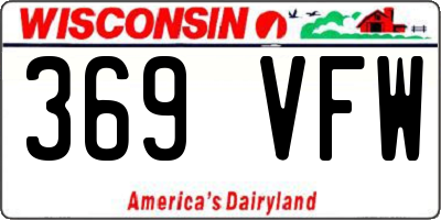WI license plate 369VFW