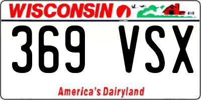 WI license plate 369VSX