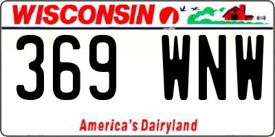 WI license plate 369WNW